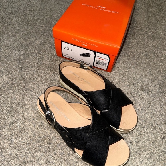 Adrienne Vittadini Shoes - Adrienne Vittadini Black and Tan Women's Sandals